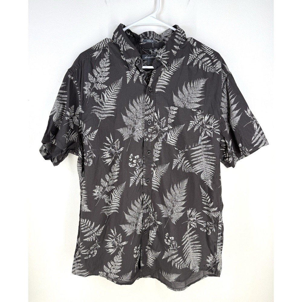 Eddie Bauer Mens Large Short Sleeve Button Down Hiking Shirt Cotton Standard Fit